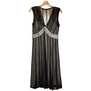 Vintage Womens Y2K Babydoll Sheer Beaded Dress Size 6 Fairy Whimsigoth Evening